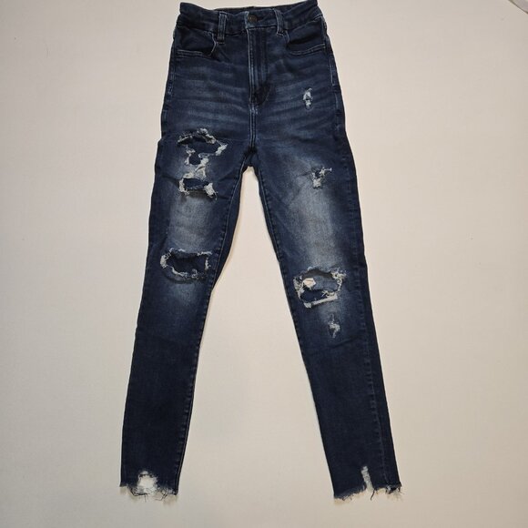 American Eagle Next Level Stretch Womens Jegging Distressed 00 Skinny Jeans 2285 - Picture 1 of 13